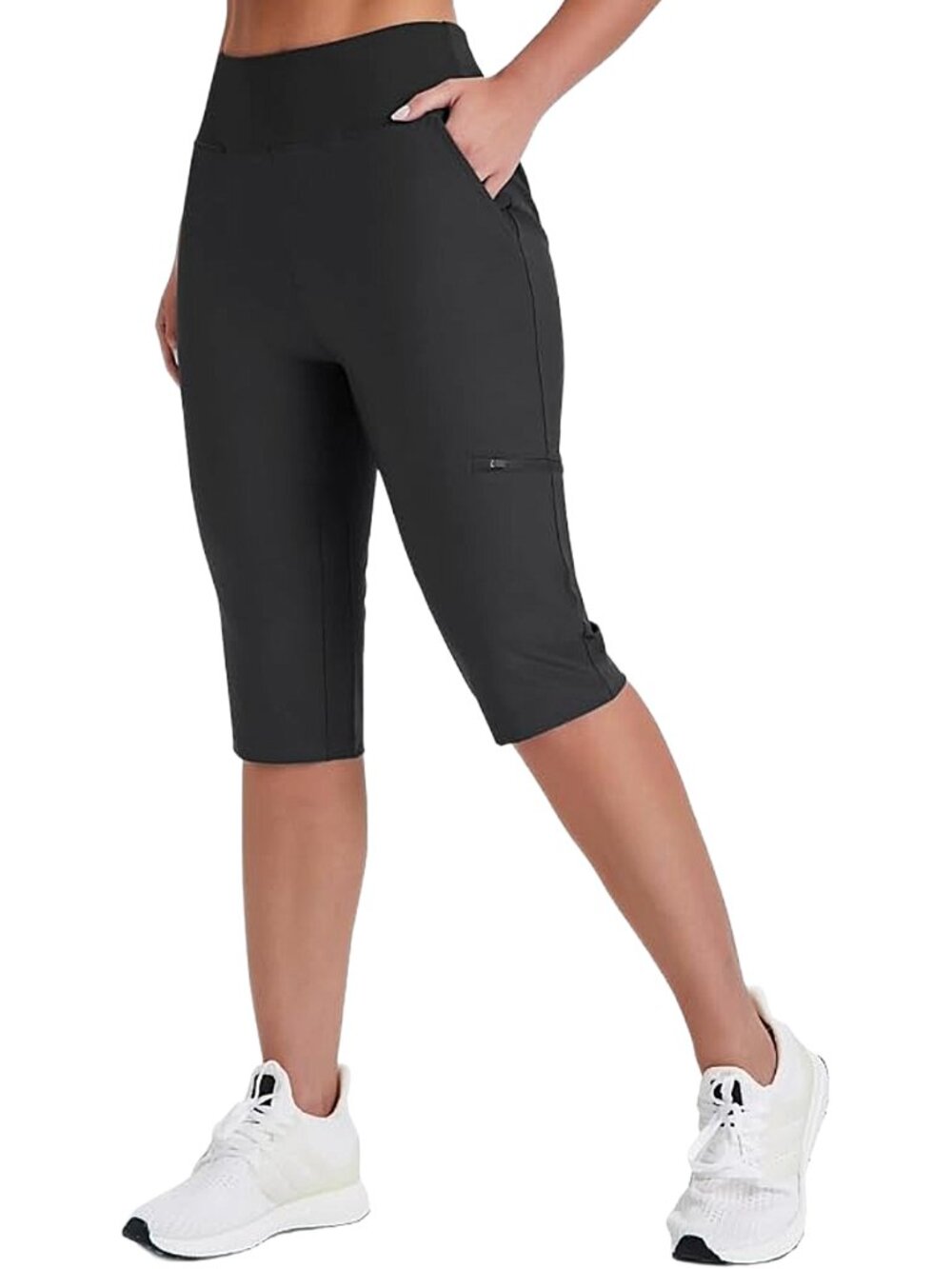 Black Hiking Capri Pants XXL UPF 50 Quick Dry Pockets High Rise